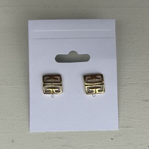 Vintage Givenchy 4G Gold Tone Logo Square Stud Earrings